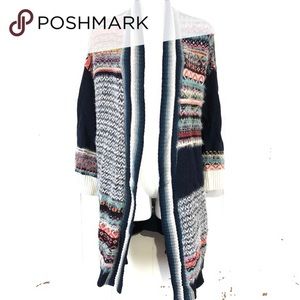 Anthropologie sleeping on snow multicolored knit sweater kimono size M/L